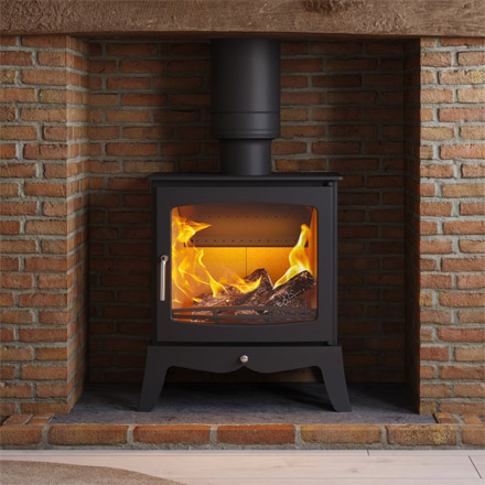 Panoramic with Cast Iron Base Defra-approved 5kw Ecodesign Ready wood burning stove