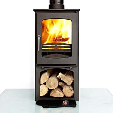 5kw multi-fuel wood burning stove with log store